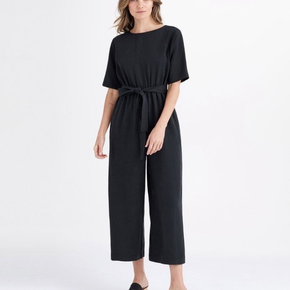 Vetta Capsule Wrap Linen Jumpsuit - Black - Picture 3 of 6